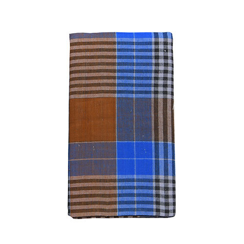 Elite Ajanta Fancy Lungi - Cotton, Free Size 2.00m/2.10m/2.20m, Royal Blue, Checked Pattern | Suitable For Male Wear