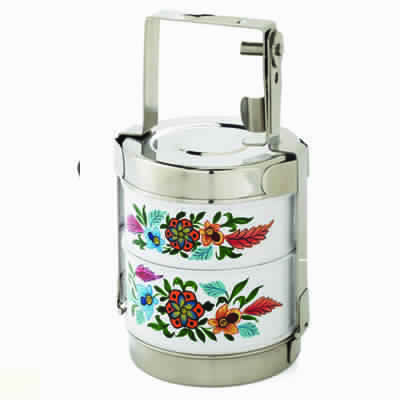 हैंड प्रिंटेड हैंडल लंच बॉक्स