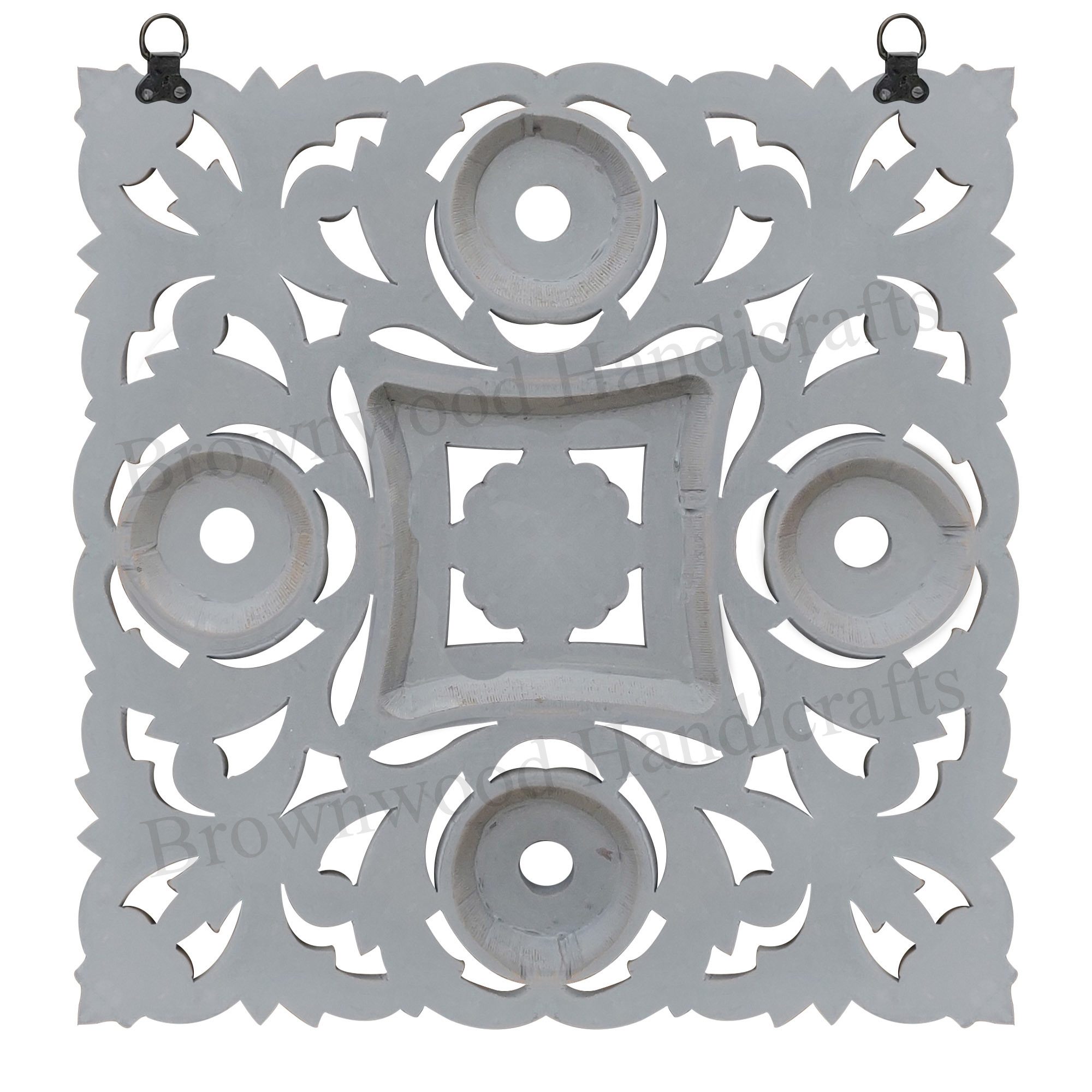 Mdf Carved Wall Panel - 45 X 45 Inches, Dual White Green Antique Finish | Beautiful Square Shaped Hand Carved Design Crafted From Mdf Wood