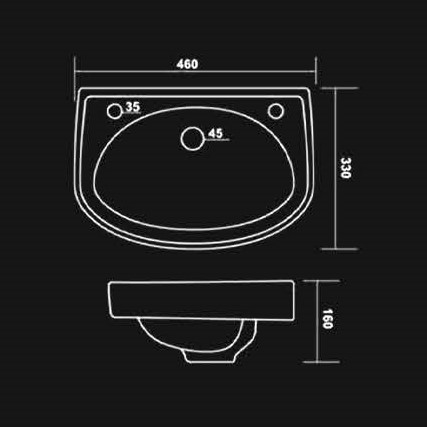 White 18 X 12 Bentium Wash Basin