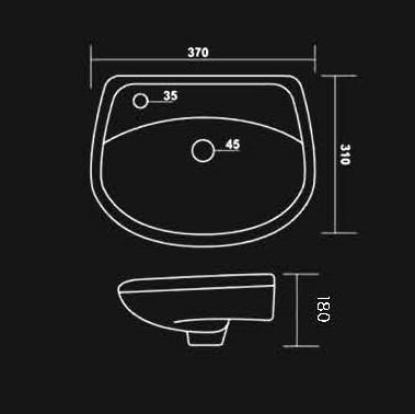 White 14 X 11 Wash Basin