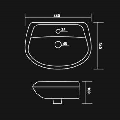 White 18 X 13 Ceramic Wash Basin