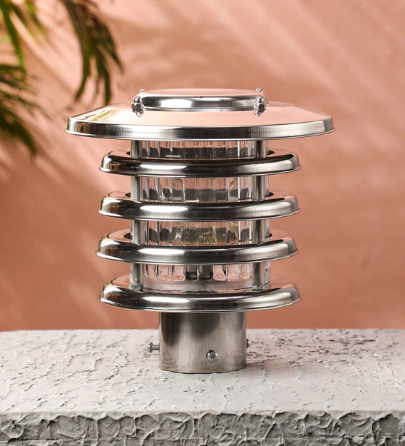 Pradhuman Decorative Outdoor Lamp - Metal, Standard Size, White Color | Modern Round Design With Energy Saving Light Source, 40w Power Consumption