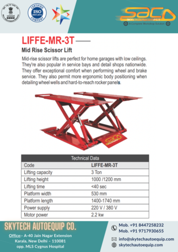 मिड राइज कैंची लिफ्ट उठाने की क्षमता: 3 टन