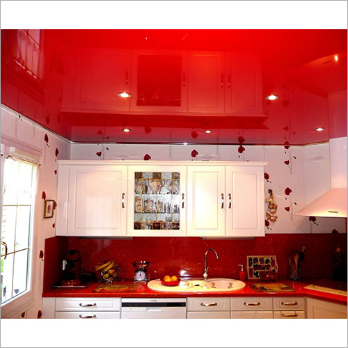 Residential Lacquer Ceilings - Pvc Material, 0.5 Mm Thickness, Glossy Red And White Finish | Custom Size Options For Residential & Commercial Use