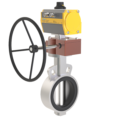 Stainless Steel Butterfly Valve - 8" Wafer, Silver Color | Pneumatic Actuator, Low Pressure Loss, Flow Control