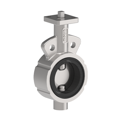 Stainless Steel Butterfly Valve - 8" Wafer, Silver Color | Pneumatic Actuator, Low Pressure Loss, Flow Control