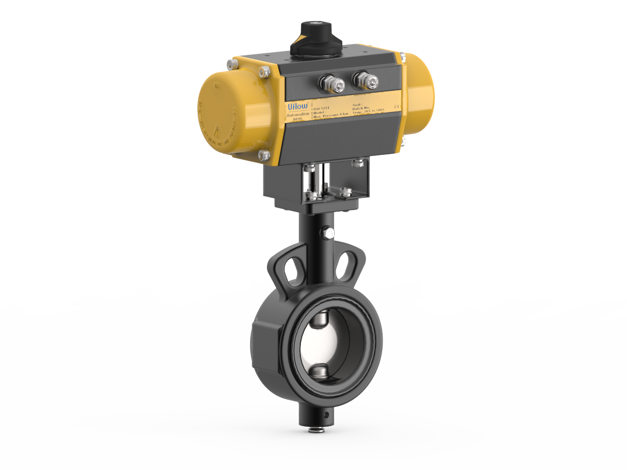 Silver & Black Replaceable Seated Butterfly Valve
