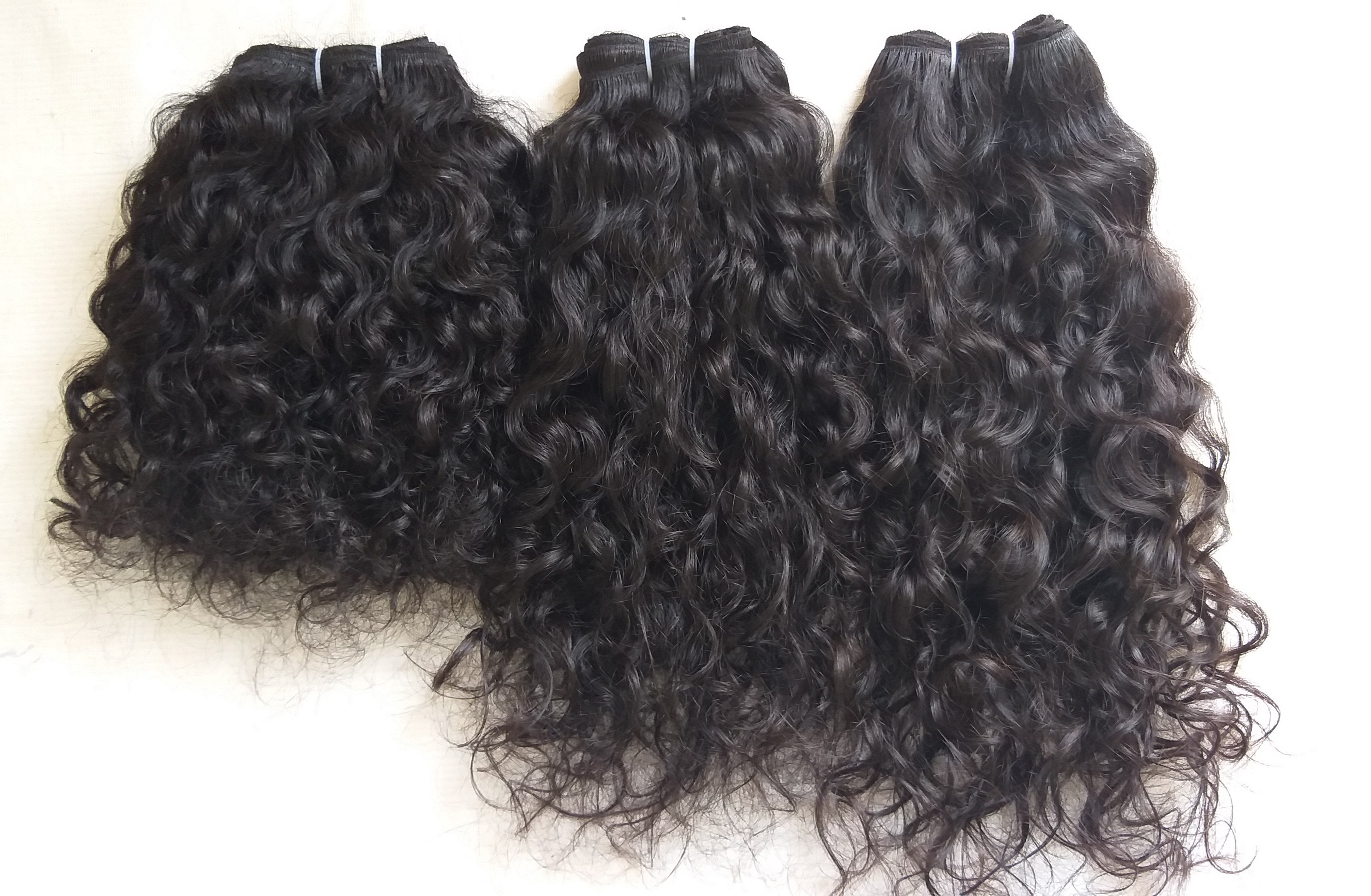 Natural Color Indian Curly Human Hair Weaves