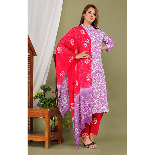 Washable 3 Piece Printed Chiffon Dupatta Stitch Suit
