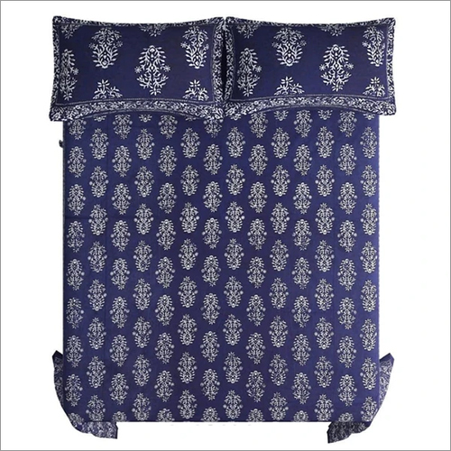 Motif Indigo Print Jaipuri Double Bedsheet Application: Household