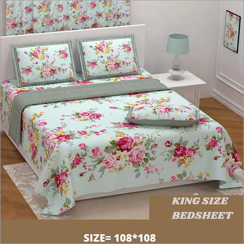 Rose Floral Pattern Printed King Size Bedsheet With Set Of 2 Pillow Cover Application: Household