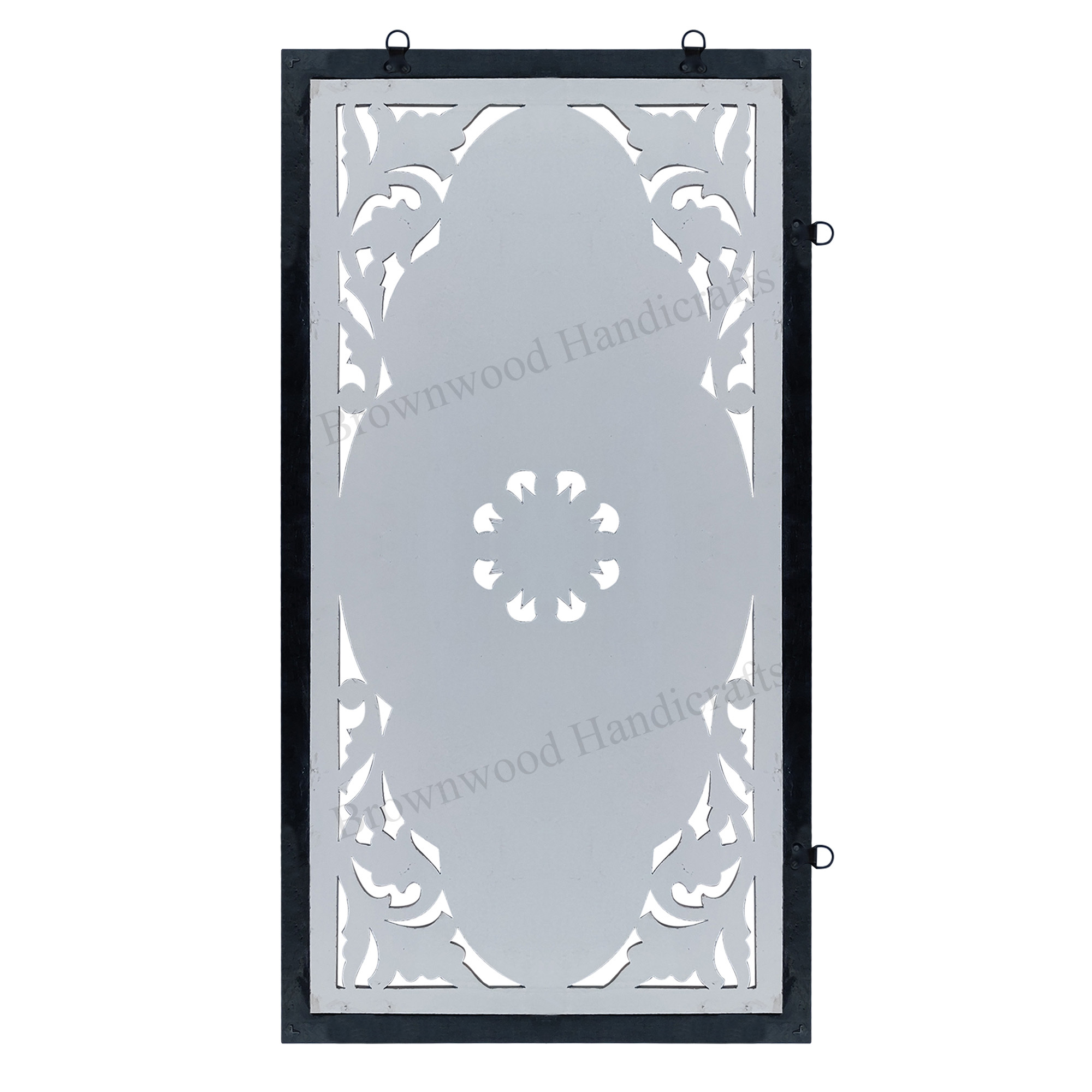 Mdf Carved Wall Panel - 34 X 18 Inches, White Gold Foil Color | Beautiful Square Shaped Hand Carved Design From Mdf Wood