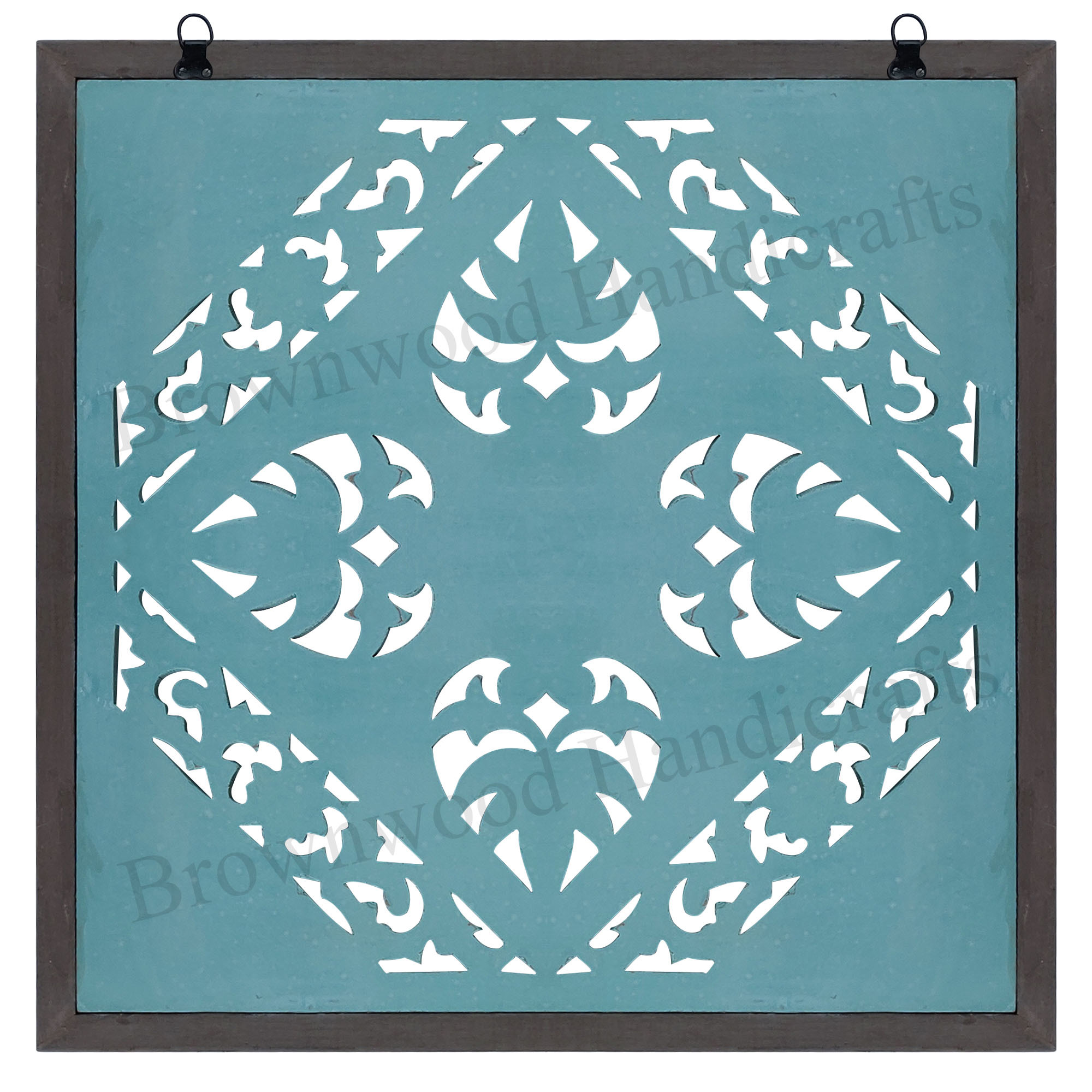 Square Hand Carved Wall Panel - Mdf Wood, 24 X 24 Inch, Grey Antique Finish | Elegant Decorative Art For Home Décor