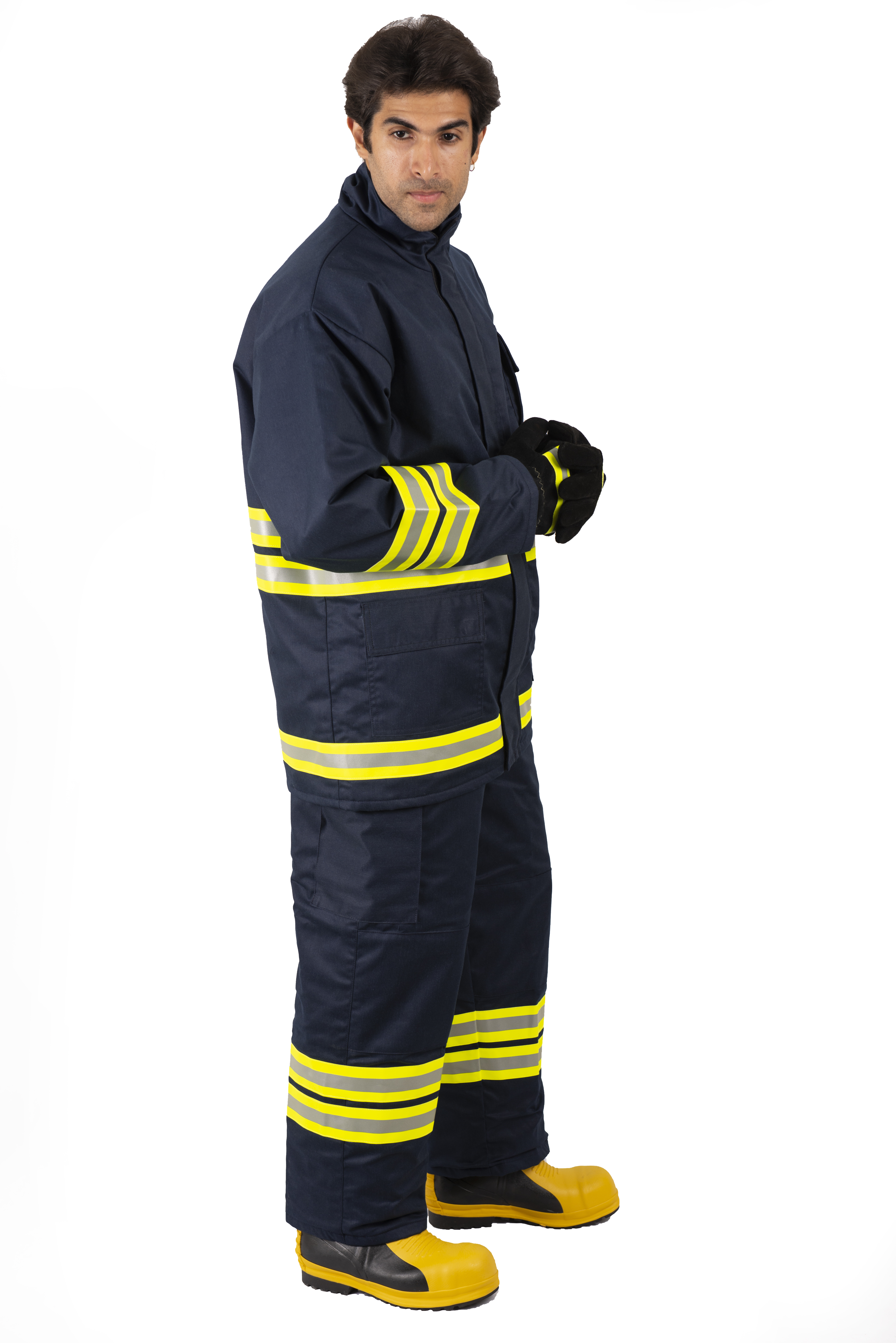 Fire Fighting Suit - Nomex Iiia Material, Sizes S To Xxxl, Navy Blue | Complete Set With Jacket & Trouser, Fire Fighting Hood, Helmet, Gloves, Boots & Bag, 1-year Warranty