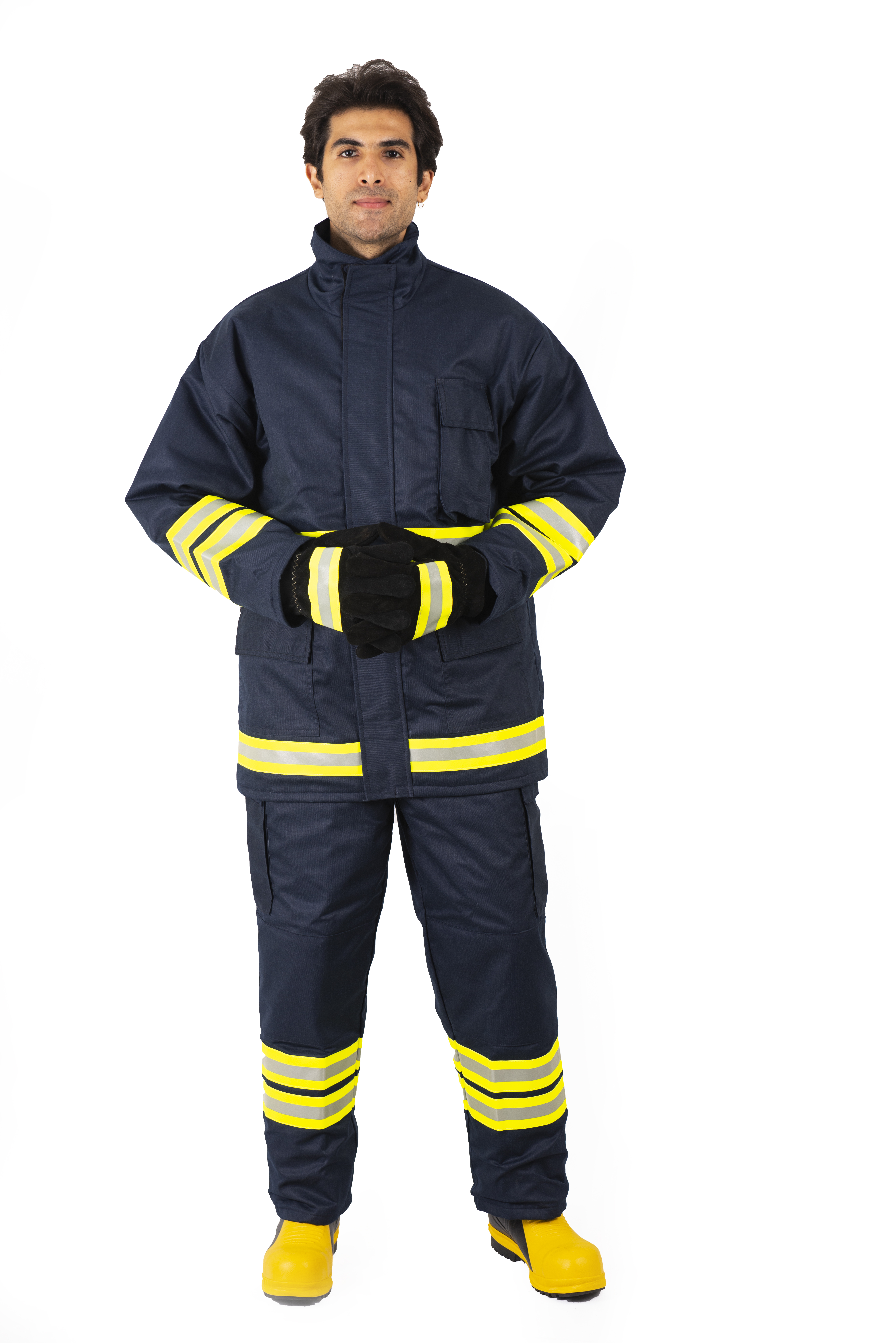 Fire Fighting Suit - Nomex Iiia Material, Sizes S To Xxxl, Navy Blue | Complete Set With Jacket & Trouser, Fire Fighting Hood, Helmet, Gloves, Boots & Bag, 1-year Warranty