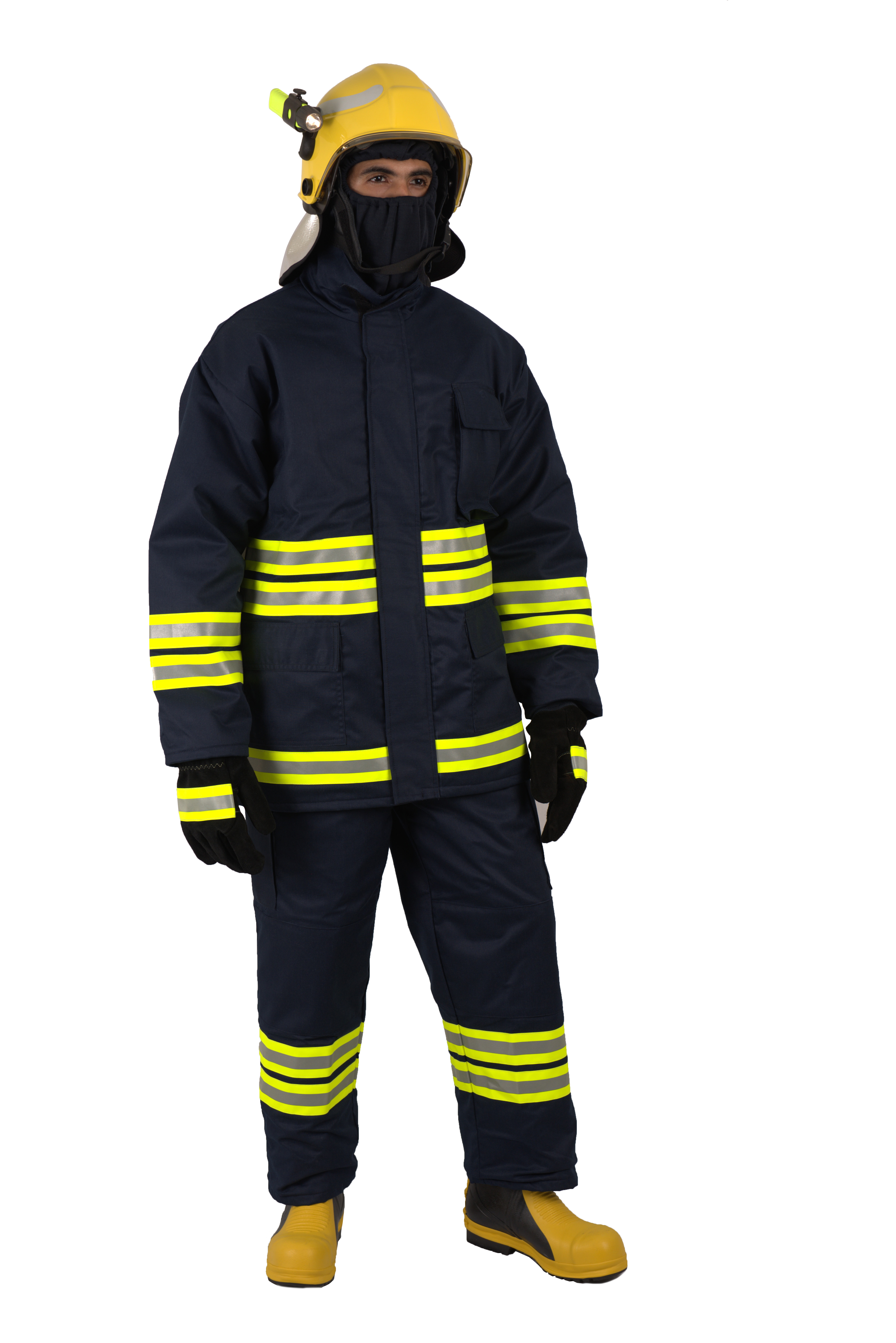 Fire Fighting Suit - Nomex Iiia Material, Sizes S To Xxxl, Navy Blue | Complete Set With Jacket & Trouser, Fire Fighting Hood, Helmet, Gloves, Boots & Bag, 1-year Warranty