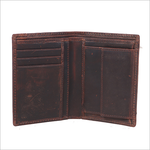 Bifold Leather Wallet - Customized Size , Brown Leather with Timeless Design and Compact Folding Functionality
