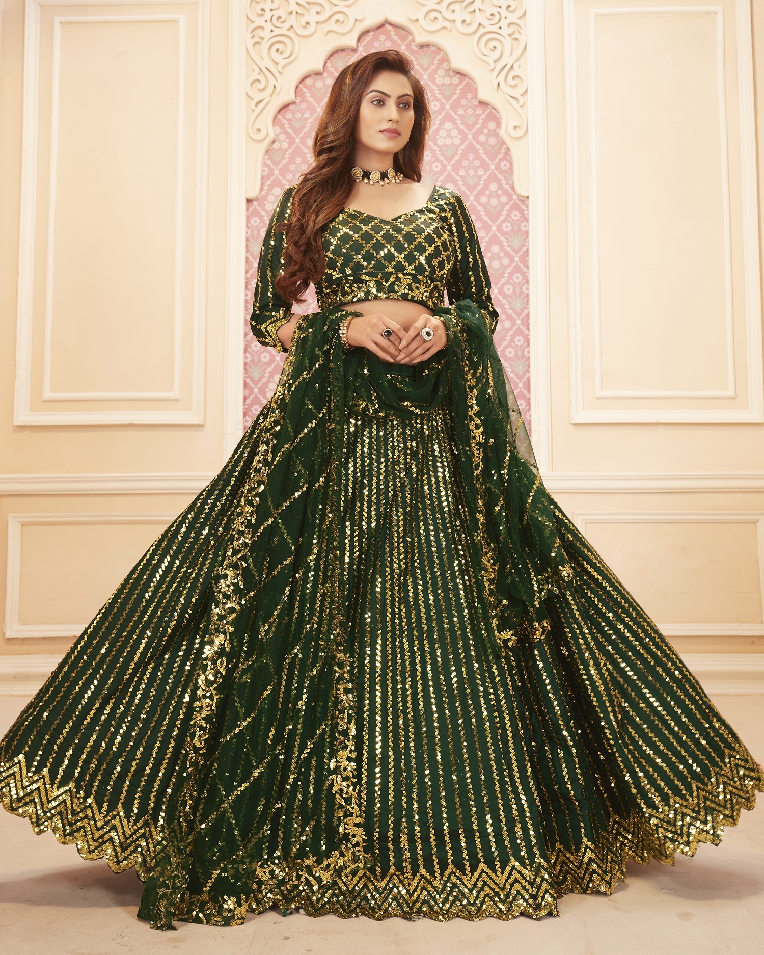Lehenga Choli Decoration Material: Sequins