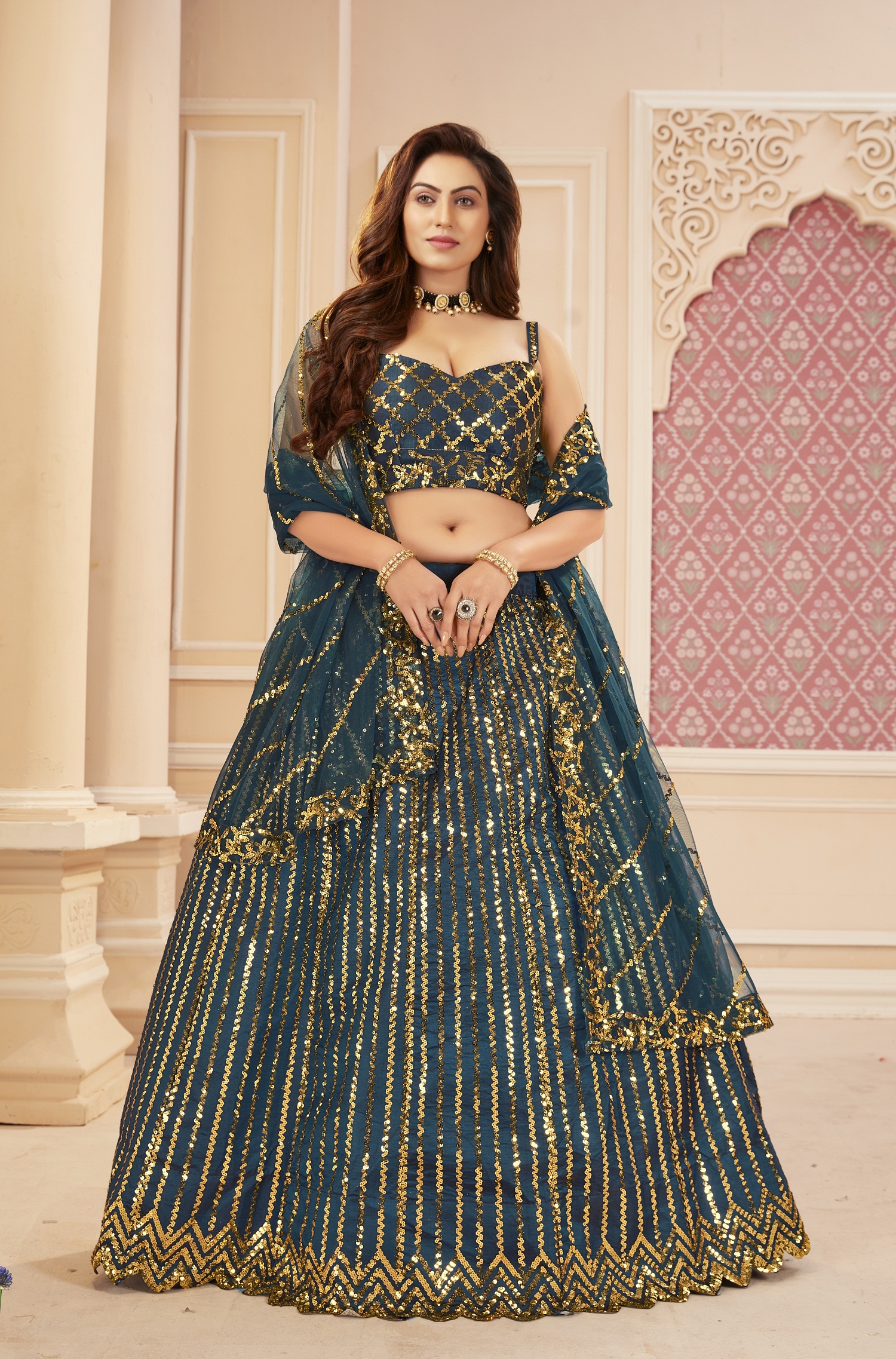 Lehenga Choli Decoration Material: Sequins