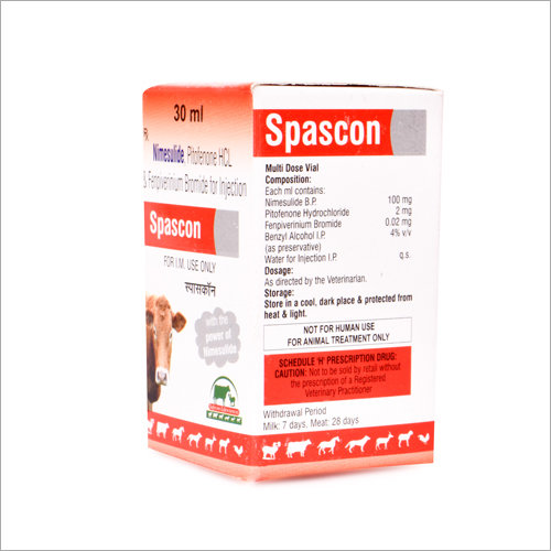 Nimesulide Pitofenone Hcl And Fenpiverinium Bromide Injection - Veterinary Anti-spasmodic Liquid, Who & Gmp Certified Formula For Effective Pain Relief In Small And Big Animals