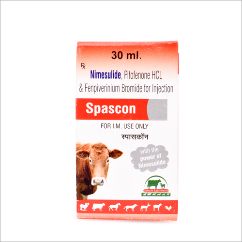 Nimesulide Pitofenone Hcl And Fenpiverinium Bromide Injection - Veterinary Anti-spasmodic Liquid, Who & Gmp Certified Formula For Effective Pain Relief In Small And Big Animals