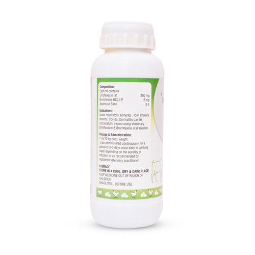 Liquid Enrofloxacin Bromhexine Hcl Oral Solution 500ml