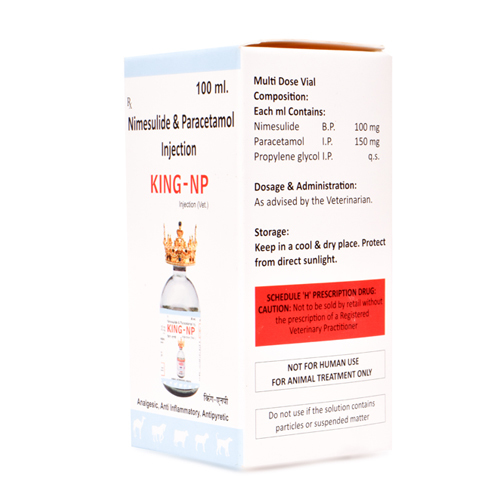 Nimesulide & Paracetamol Injection - 100 Mg Nimesulide & 150 Mg Paracetamol | Antipyretic, Analgesic, Anti-inflammatory For Small & Big Animals, Store Below 25°c