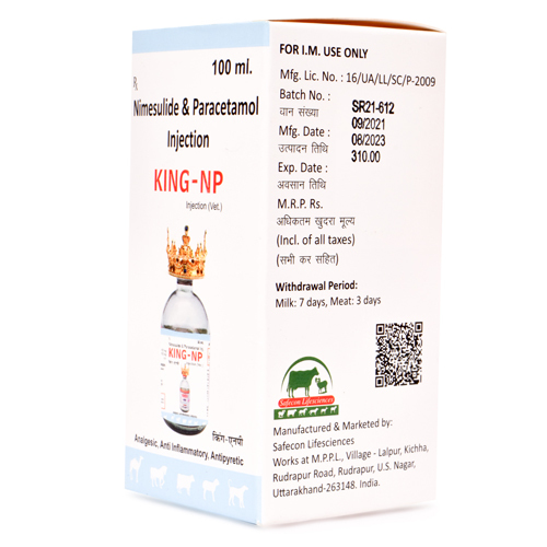 Nimesulide & Paracetamol Injection - 100 Mg Nimesulide & 150 Mg Paracetamol | Antipyretic, Analgesic, Anti-inflammatory For Small & Big Animals, Store Below 25°c