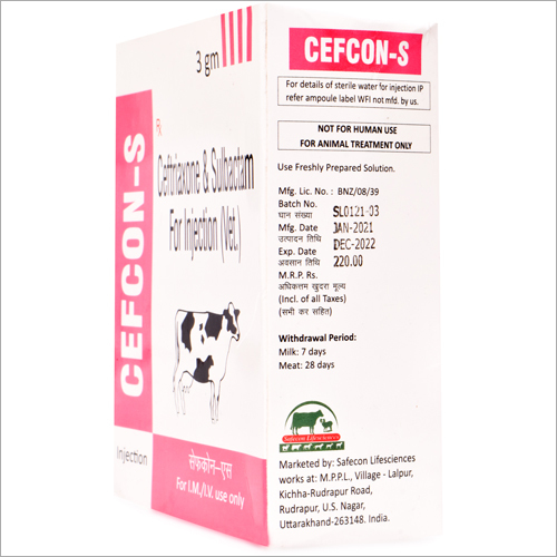 Ceftriaxone And Sulbactam - 3 Gm Veterinary Injectable | Excellent Antibiotic For Small & Big Animals, Store Below 25°c In Cool, Dry & Dark Place