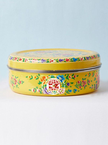 स्टेनलेस स्टील इनेमल डिज़ाइनर कुकी बॉक्स