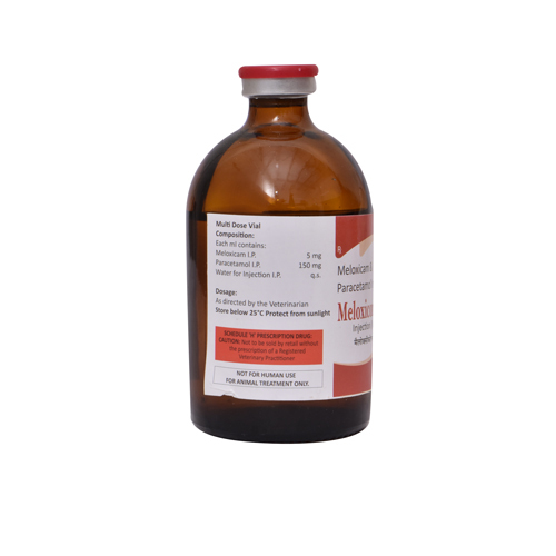 Meloxicam & Paracetamol Injection - 5mg Meloxicam & 150mg Paracetamol | Fast-acting Antipyretic & Anti-inflammatory Liquid For Large And Small Animals, Who & Gmp Certified