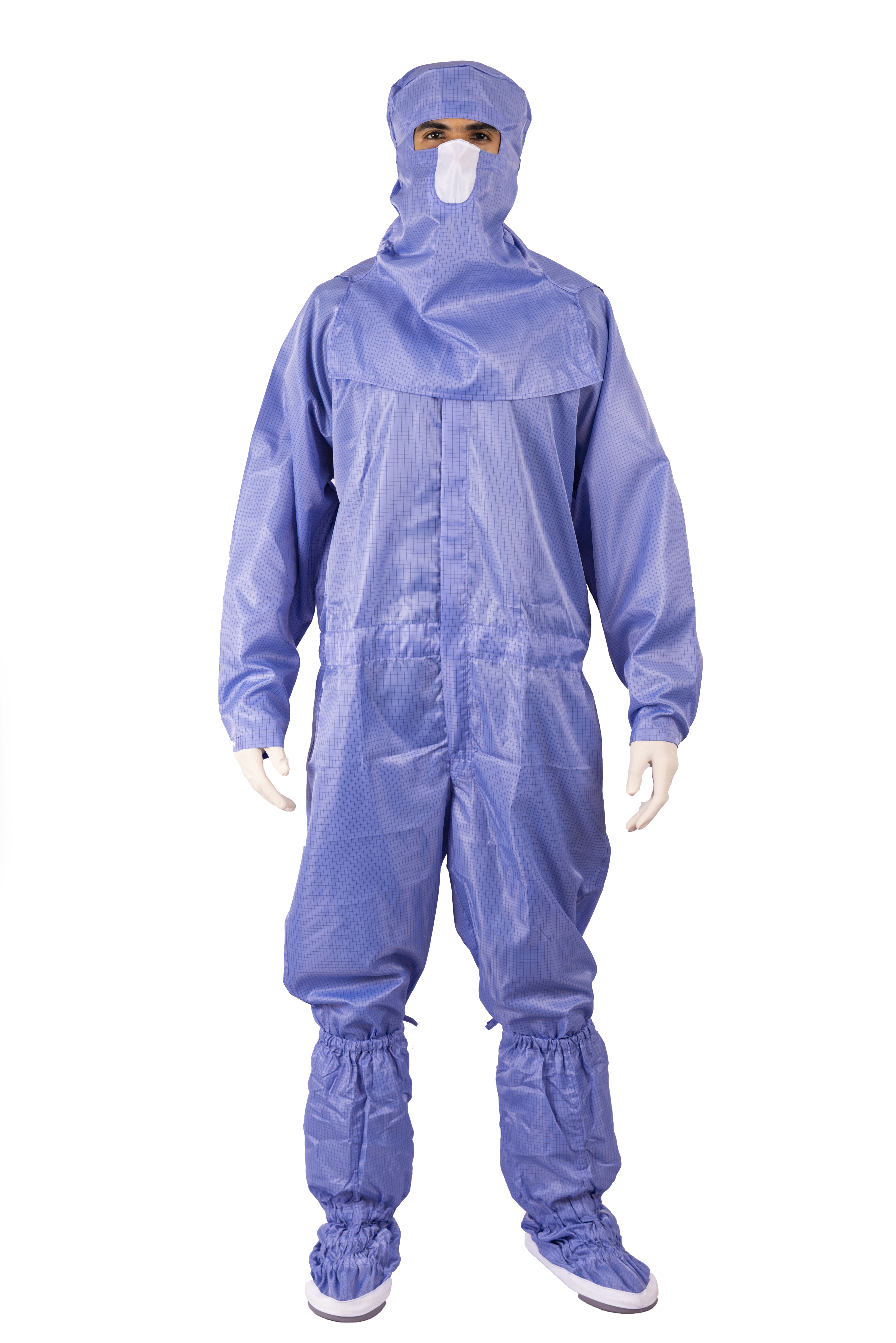 Non Linting Clean Room Antistatic / Esd Coverall (Coverall, Hood, Booties, Bag) Collar Type: Polo Shirt