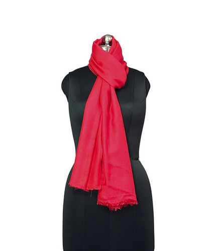 मशीन से बना पशमीना फाइन वूल प्लेन पिंक (गुलाबी) यूनिसेक्स स्टोल