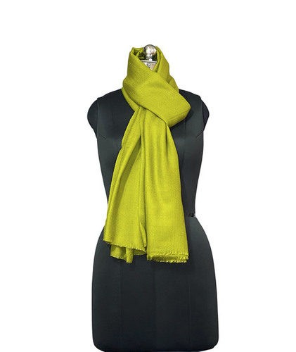 मशीन से बना पश्मीना फाइन वूल प्लेन ग्रीन यूनिसेक्स स्टोल