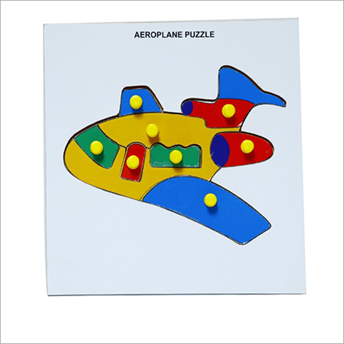 Wooden Aeroplane Puzzle - Wooden, Multicolor Design | Educational Toy for Children