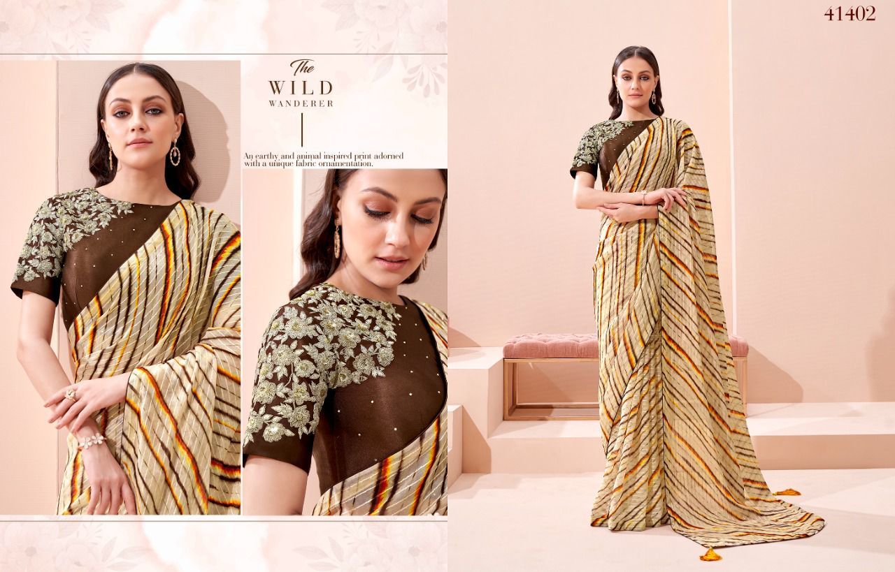 Party Wear Saree - Georgette Fabric, Embroidered Pattern | Zari Work, Bollywood Style, Stone Closure, Suitable For All Seasons