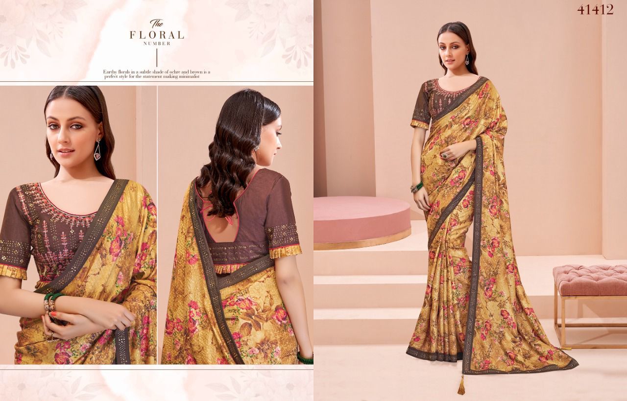 Party Wear Saree - Georgette Fabric, Embroidered Pattern | Zari Work, Bollywood Style, Stone Closure, Suitable For All Seasons