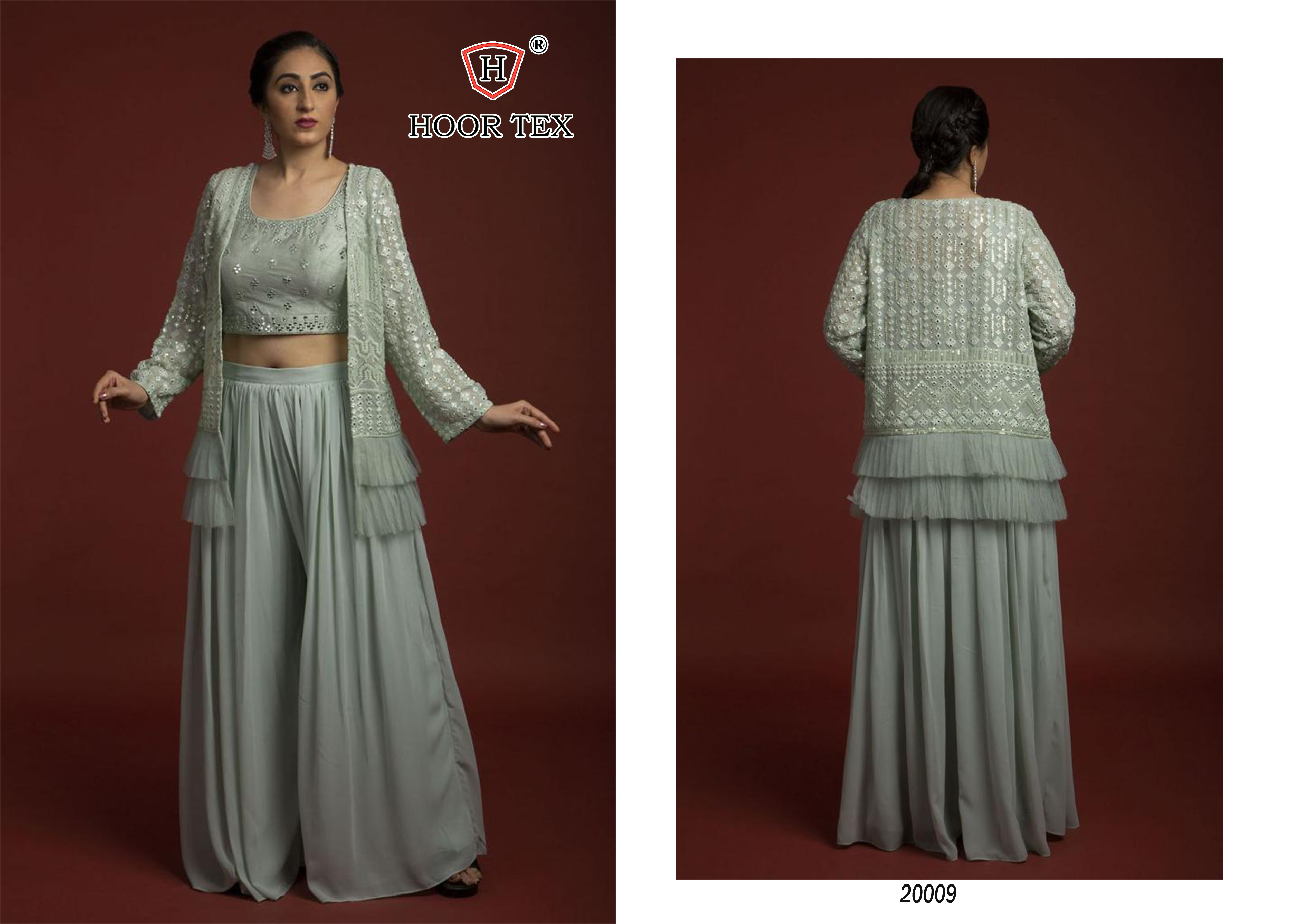 Salwar Kameez - Faux Georgette With Embroidery & Mirror Work | Trendy Plus Size, Full Sleeves, Dry Clean Only, For Sangeet & Festive Occasions