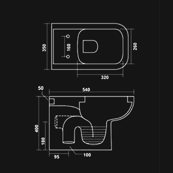 White Mozart Floor Mounted Water Closet