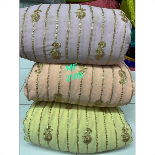 Embroidered Fox Georgette Fabric - 44 Inches Wide, 20 Meters Length | Lightweight, Quick Dry, Elegant Texture