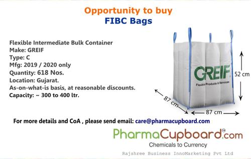 FIBC Bag - 300 to 400 Liter Capacity, Flexible Intermediate Bulk Container with 2.80 kg Molecular Weight