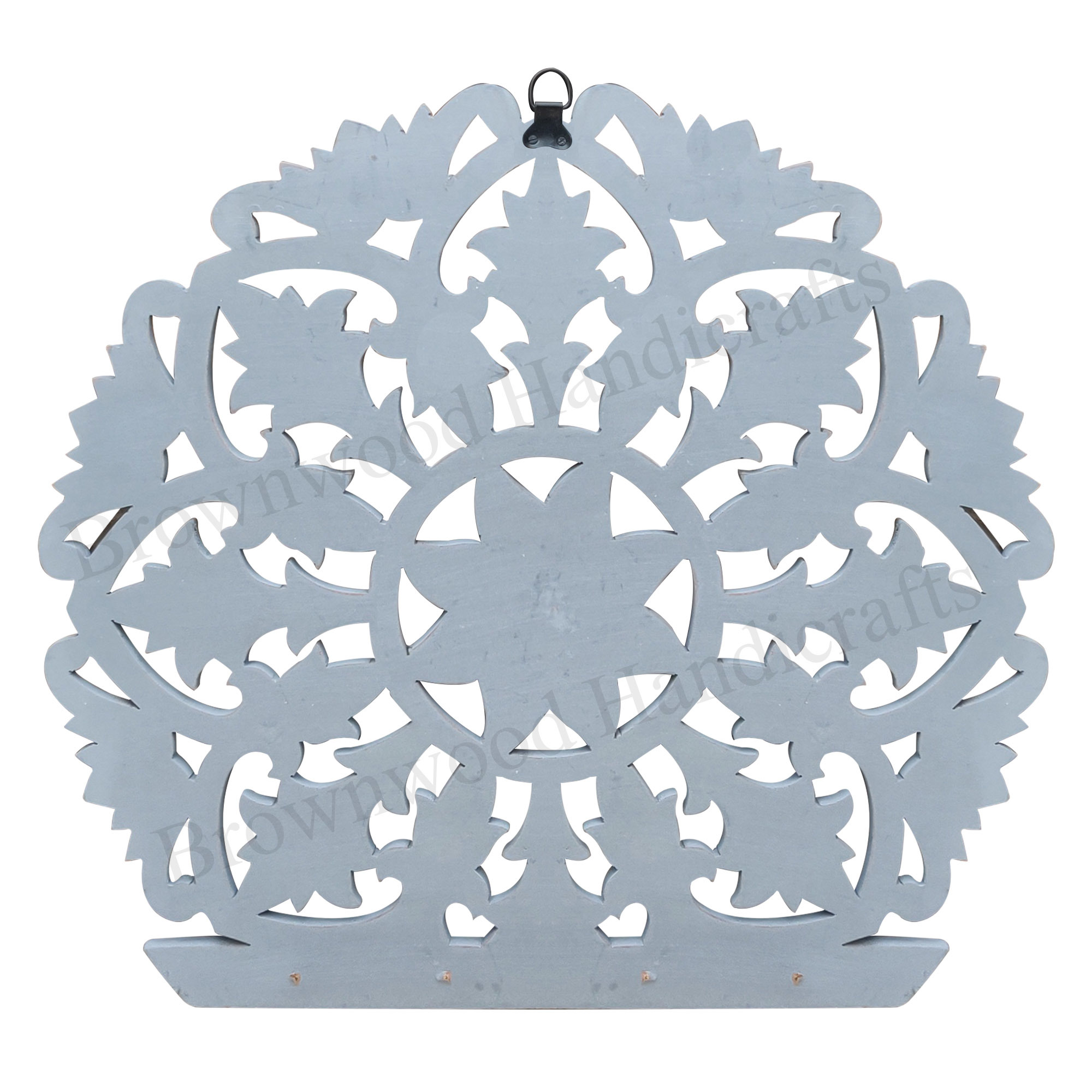 Hand-carved Wall Hooks - 16 X 15 Inches , Burnt White Antique Finish For Elegant Home Decoration