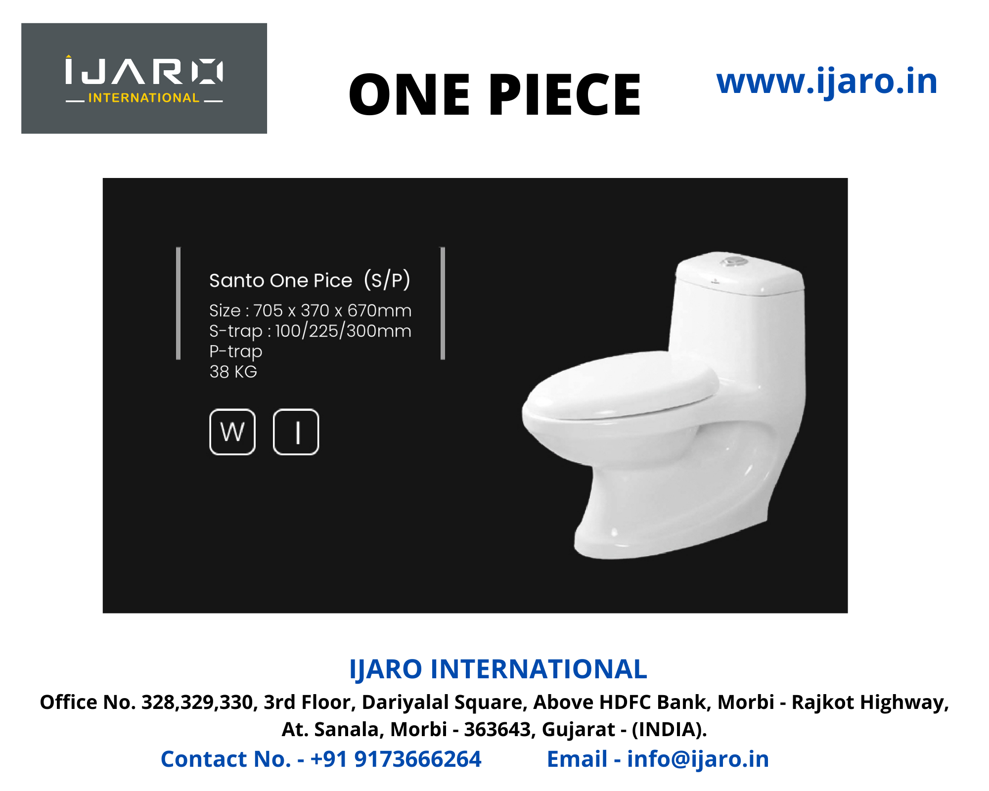 One Piece Toilet - Ceramic, 600 X 360 X 750 Mm , Dual Flush, Soft Close Seat, Wall Hung, Elegant White Finish