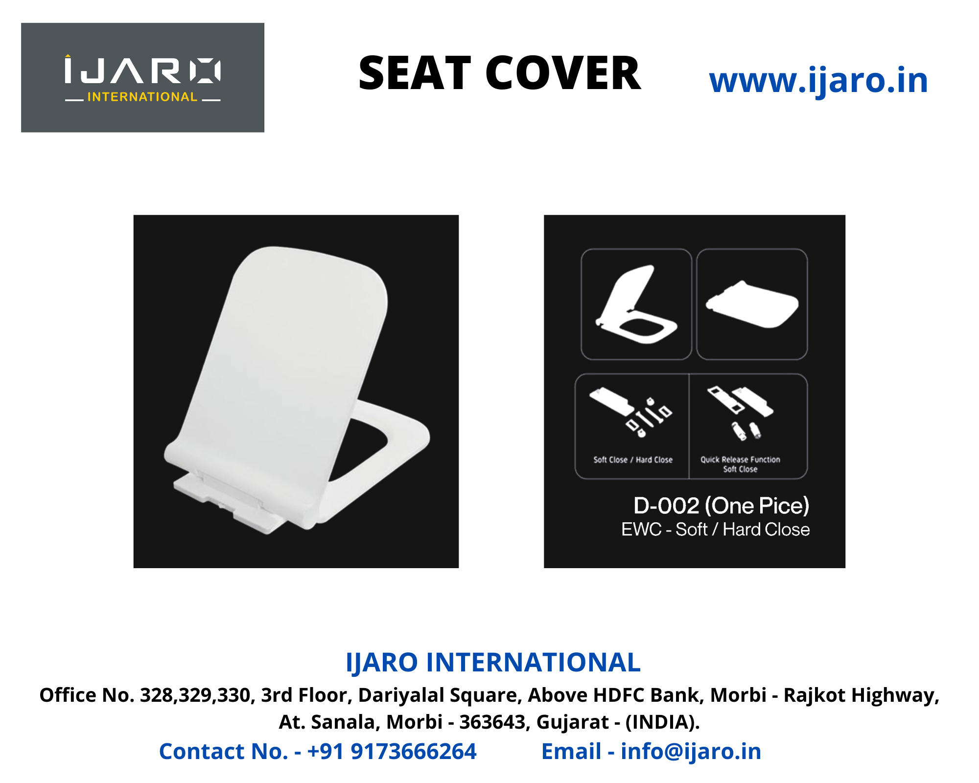 Seat Cover - Pp Material, Oval Shape | Soft Close Design, Elegant White Finish