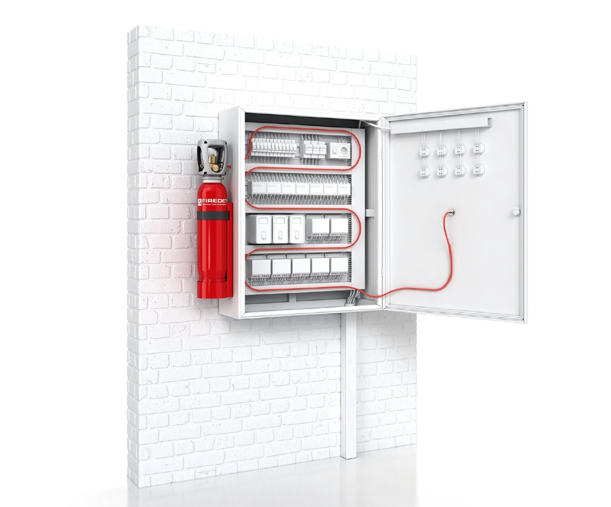 Novec 1230 Fire Extinguishing System - Mild Steel 9 Kg Capacity | Automatic Suppression For Electrical Panels Fire Class B & C Red Color Efficient 10 Sec Discharge Time