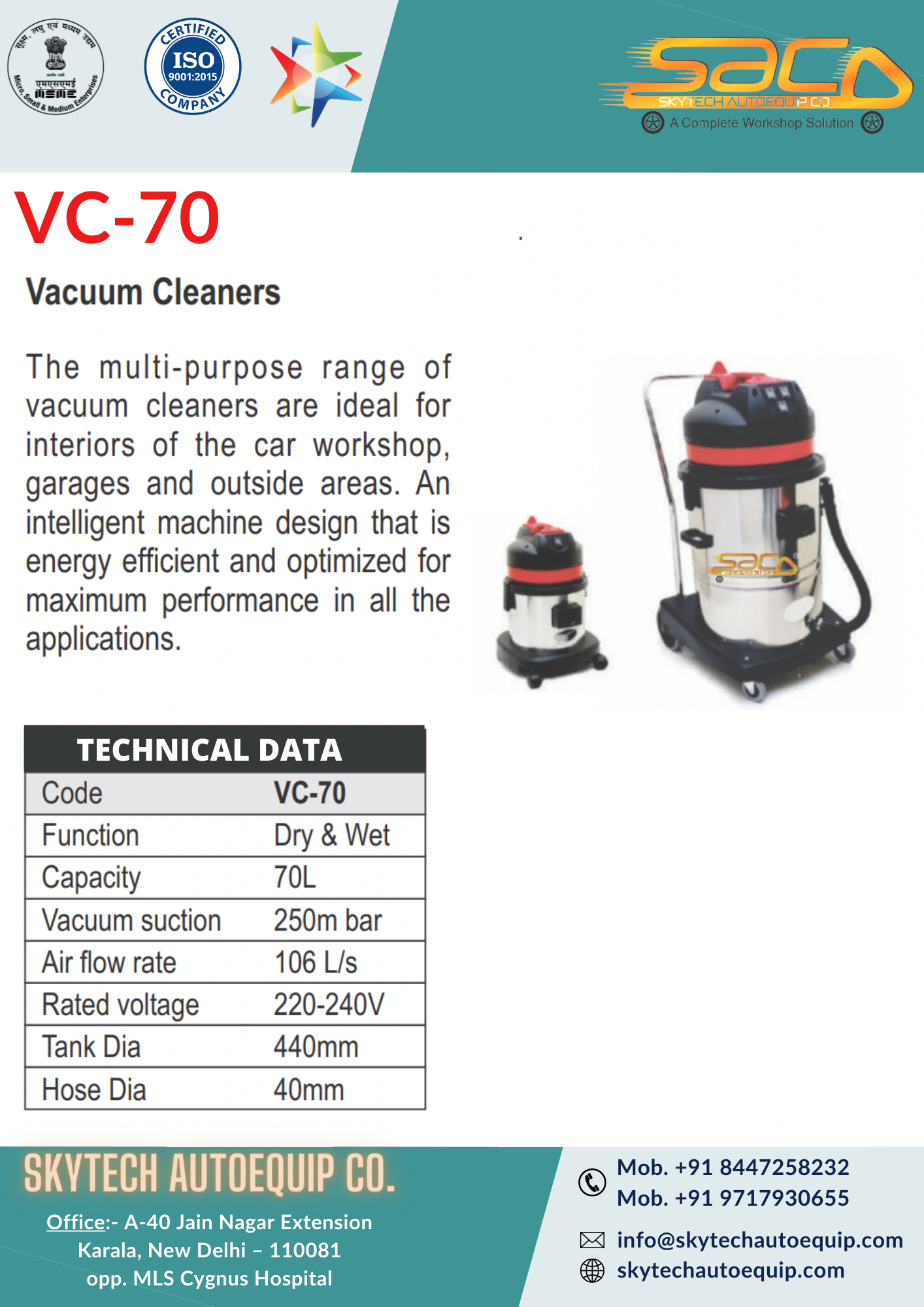 Vacuum Cleaners - 220v/50hz | Energy Efficient, Multi-purpose Design For Car Workshops And Garages
