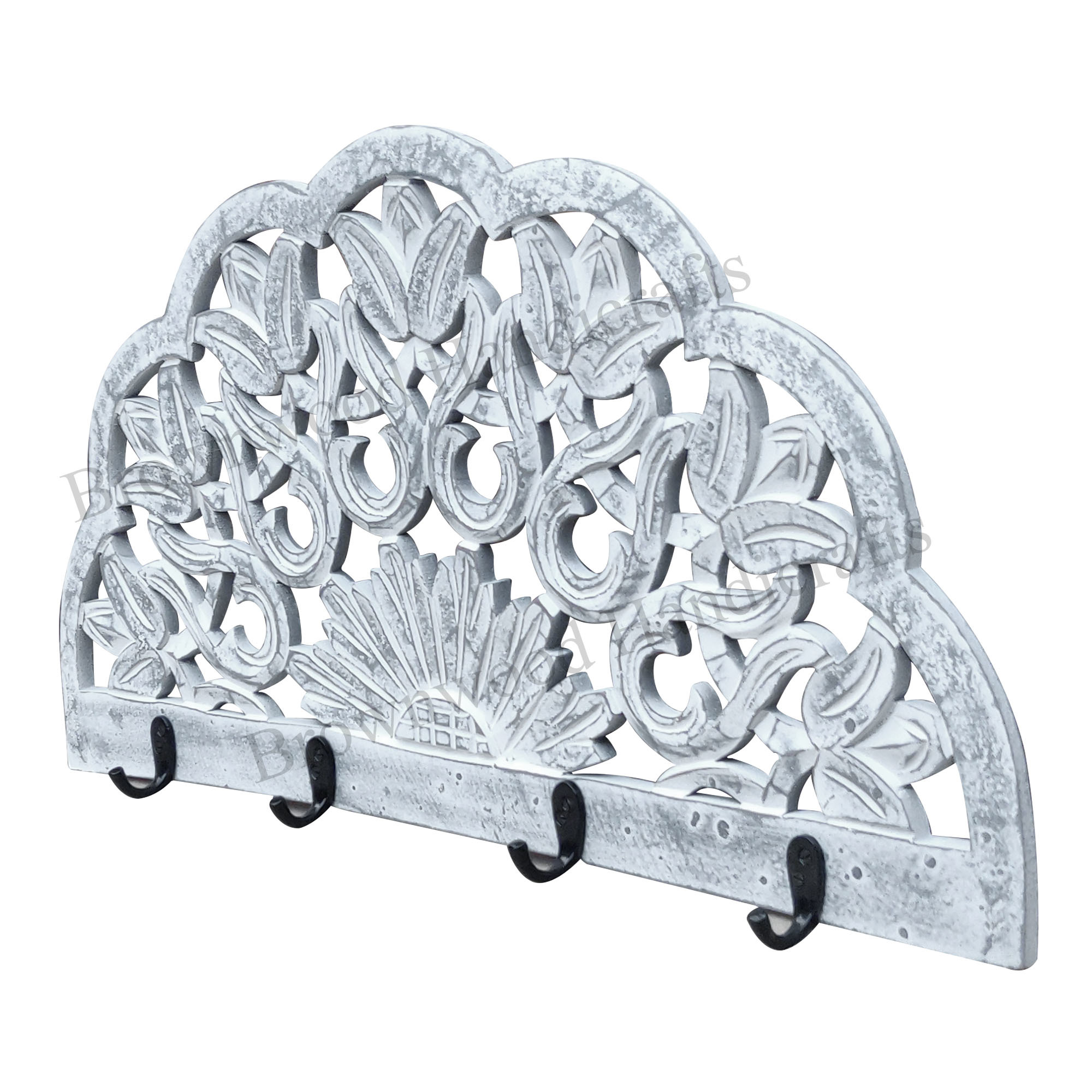 Mdf Wood Carved Wall Hooks Size: 24 X 12 Inch