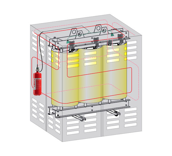 Clean Agent Gas Based Automatic Fire Extinguishing System - Color: Red