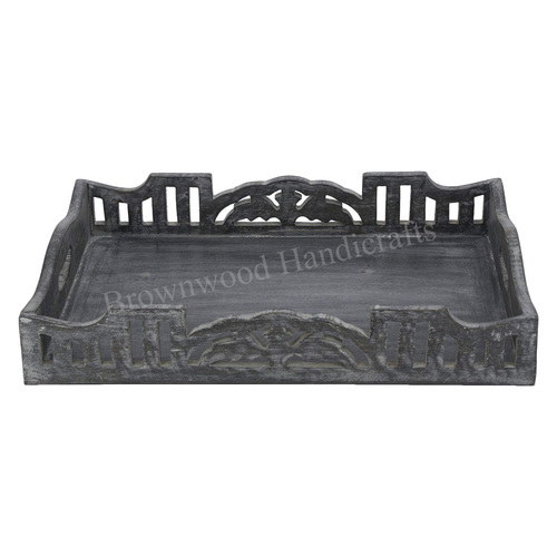 टेबलवेयर मैंगो वुड कार्व्ड सर्विंग ट्रे